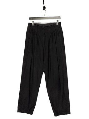 Yohji Yamamoto Black Cotton Serge Pleated Pants